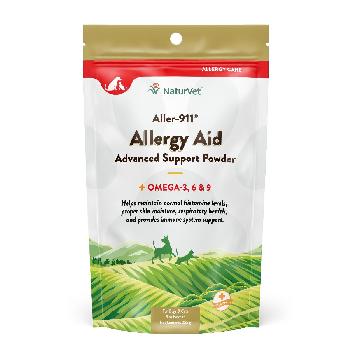 NaturVet Aller-911 Skin and Coat Plus Advanced Allergy Aid Formula Powder for Dogs and Cats, 9 ounces